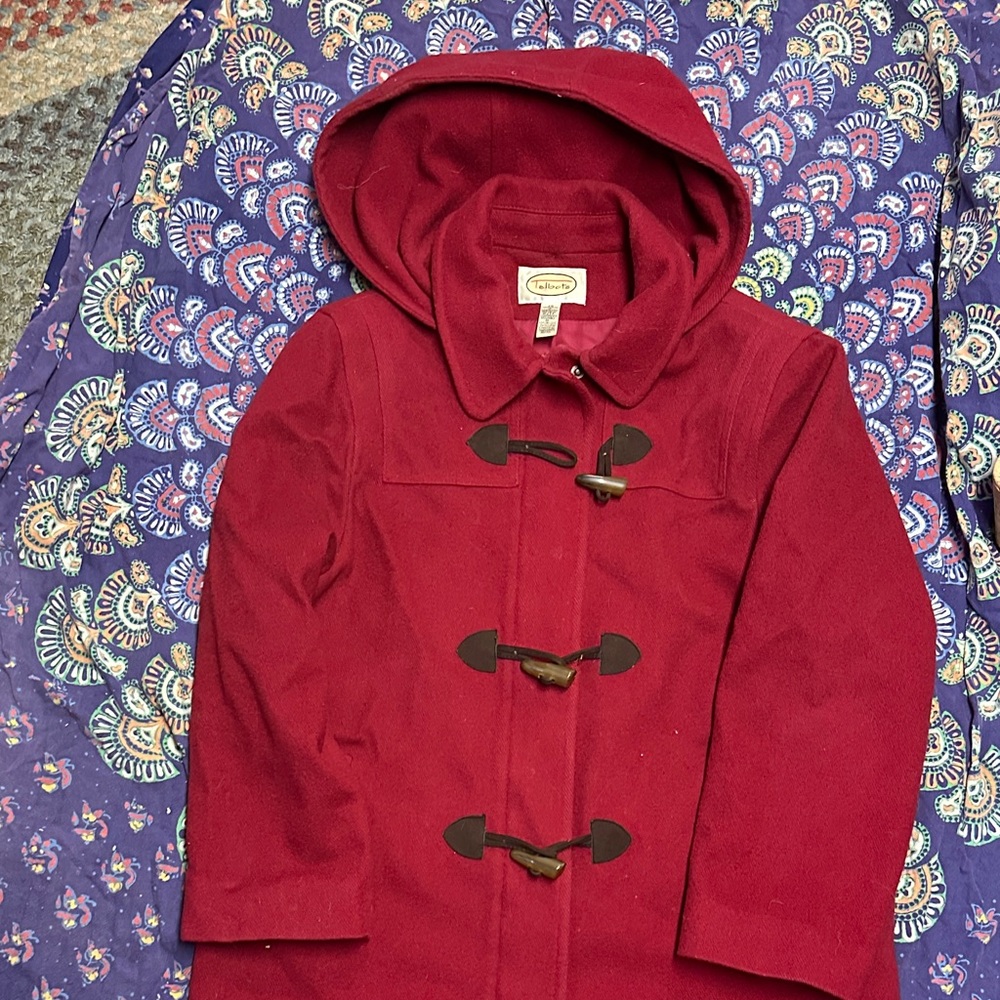 Talbots Women’s Red Pea Coat with Hood